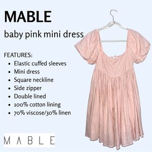 MABLE Soft Pink Mini Babydoll Dress